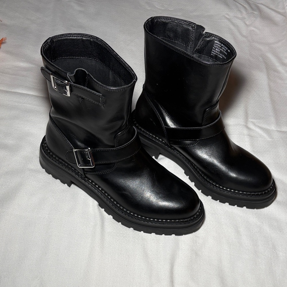 Steve Madden Black Combat Moto Boots - Like New!